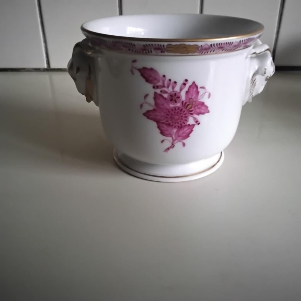 Prachtige herend bloempot met Chinees bouquet patroon, Overige kleuren, Aardewerk of Porselein, Ophalen of Verzenden, Zo goed als nieuw