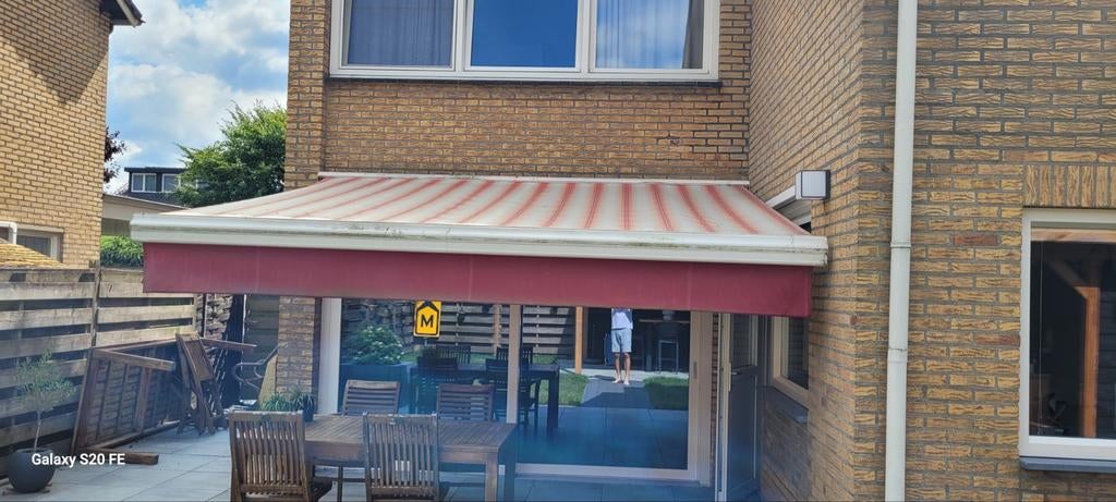 Elektrische zonwering 3,75m breed x 3m lang - Zelf afhalen, Tuin en Terras, Zonneschermen, Ophalen, Gebruikt, Elektrisch, 250 cm tot 450 cm