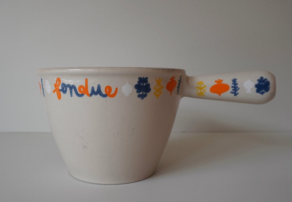 Le Creuset vintage fonduepan gaaf jaren 70, Gebruikt, Gietijzer, Geschikt voor inductie, Overige typen