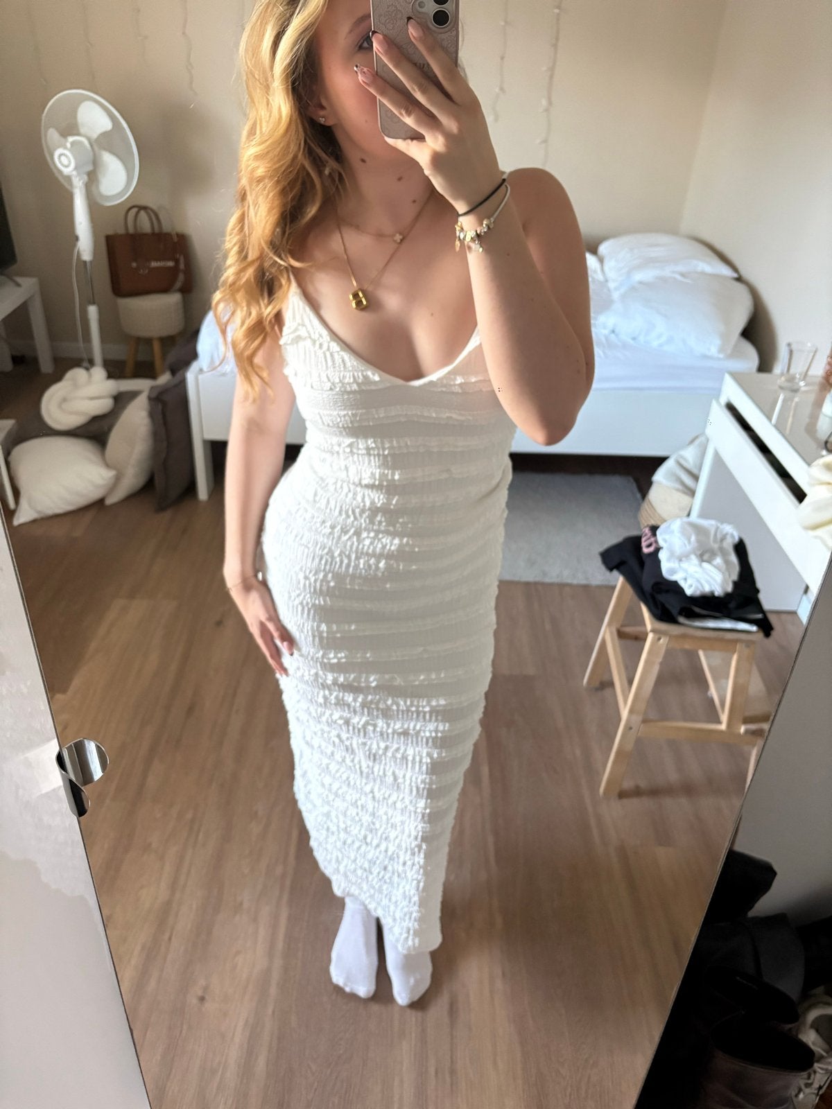 Witte gerimpelde maxi jurk van Giorgia Paris, Wit, Ophalen of Verzenden, Zo goed als nieuw, Maat 36 (S)