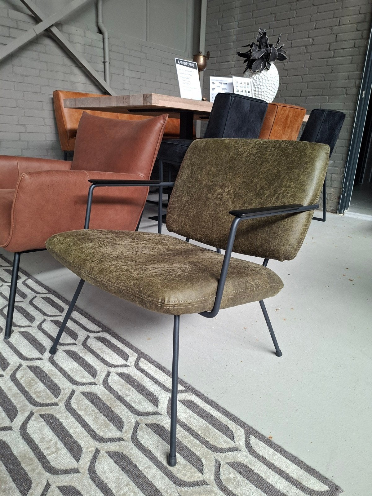 Congo fauteuil Het Anker in oklahoma olive, Ophalen, Modern, Industrieel, Nieuw, 75 tot 100 cm