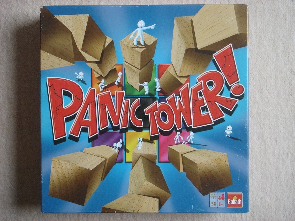 LEUK: Panic Tower ! - PARTYspel, Een of twee spelers, Ophalen of Verzenden, Gebruikt, Goliath