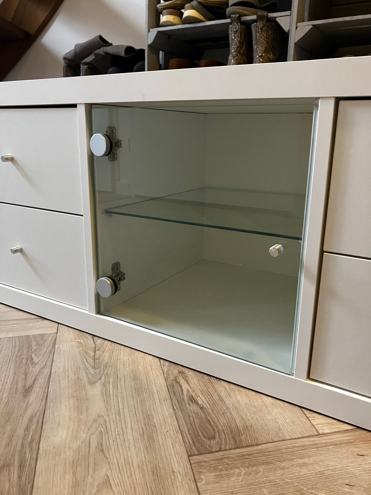 Kallax inzetstuk met glazen deur en plankje (33x33x38), Ophalen of Verzenden, Nieuw