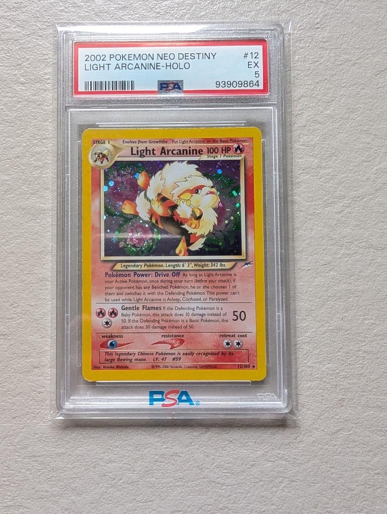Light Arcanine #12 Pokemon Neo Destiny Holo 2002 PSA 5, Hobby en Vrije tijd, Verzamelkaartspellen | Pokémon, Ophalen of Verzenden
