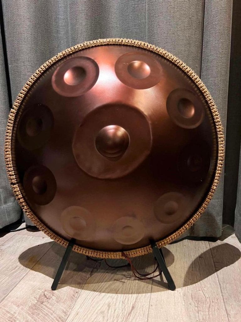 Prachtige bruingoudkleurige handpan D kurd +tas ZGAN, Ophalen, Nieuw, Melodische percussie