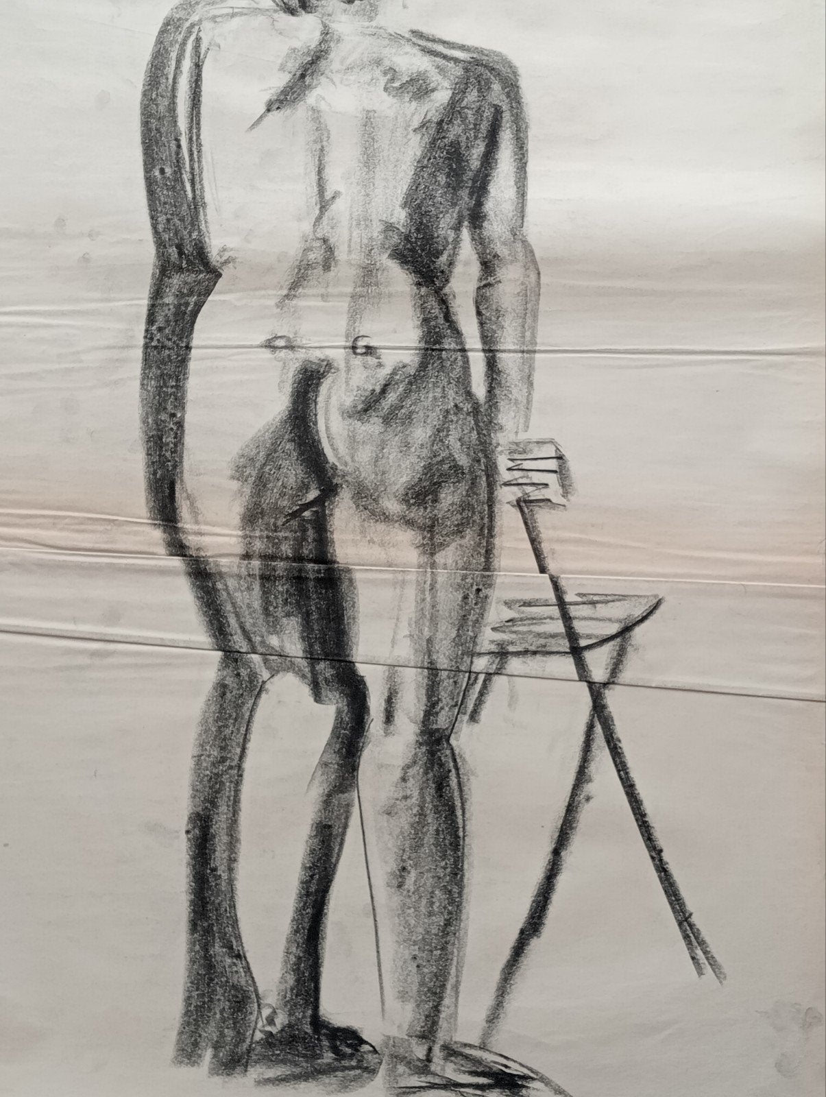 tekening jaren 90 staand naakt, Ophalen of Verzenden