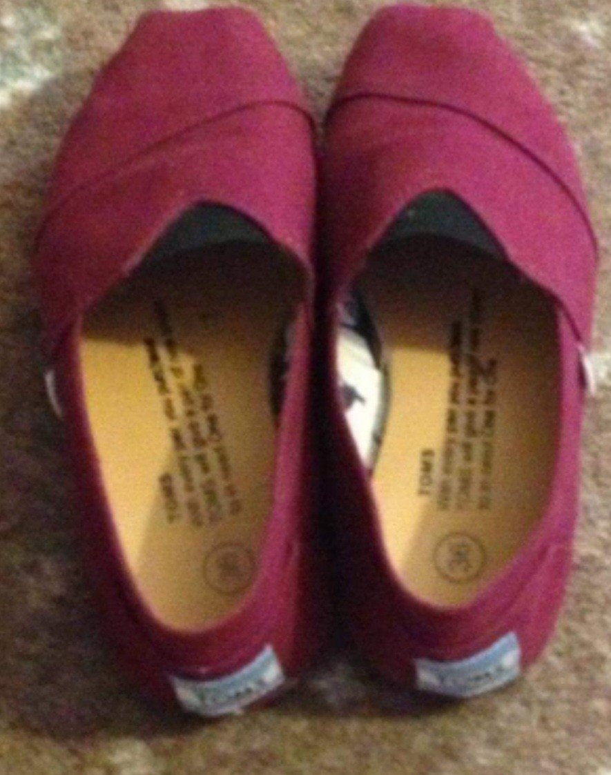 Toms rood bordeaux instappers maat 36 gedragen schoenen, Verzenden, Instappers, Toms, Gedragen