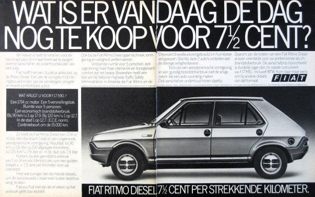 12 vintage advertenties reclames Fiat Ritmo autos 79-83 auto, Ophalen of Verzenden, Gebruikt, Auto's