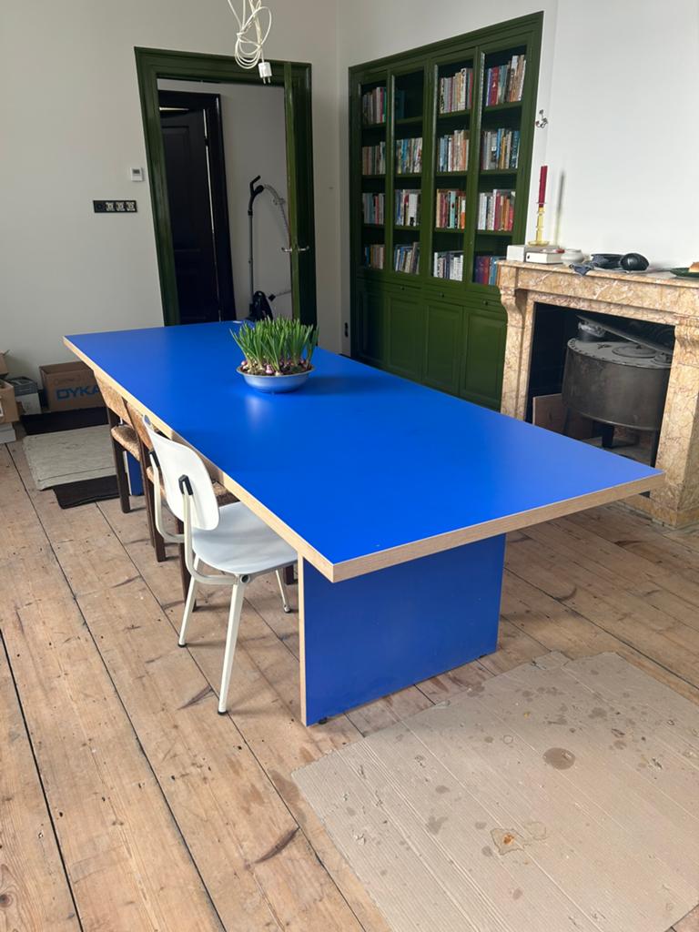 HKliving blauwe eettafel, Ophalen, 200 cm of meer, 50 tot 100 cm, Zo goed als nieuw