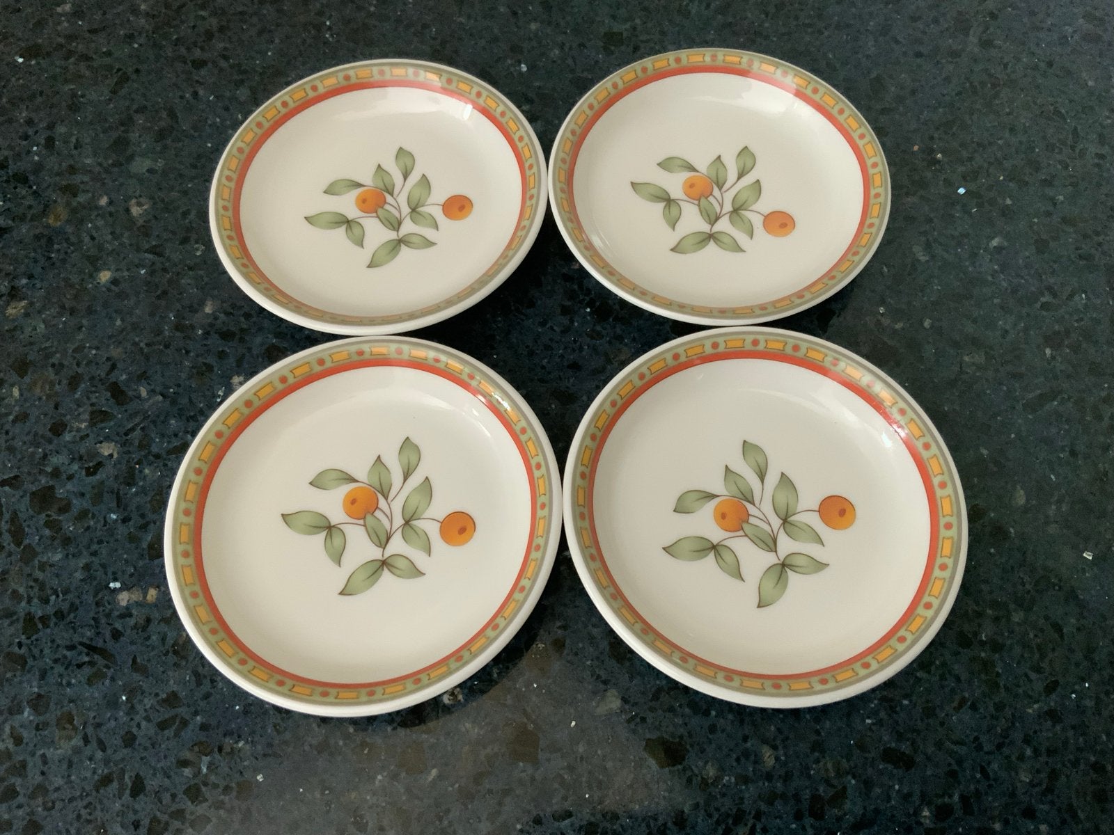 4 Porseleinen Onderzetters Koffietijd Perziken Art Design, Ophalen of Verzenden