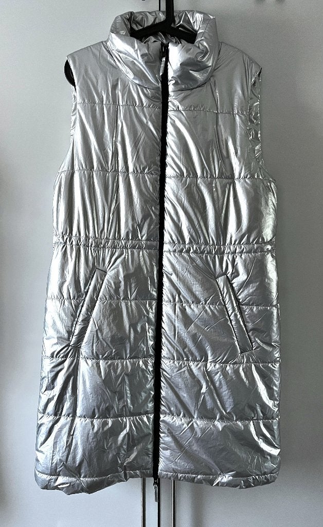 🌻Nieuwe halflange zilveren mouwloze jas van Cream 42 44, Maat 42/44 (L), Ophalen of Verzenden, Zilver, Cream