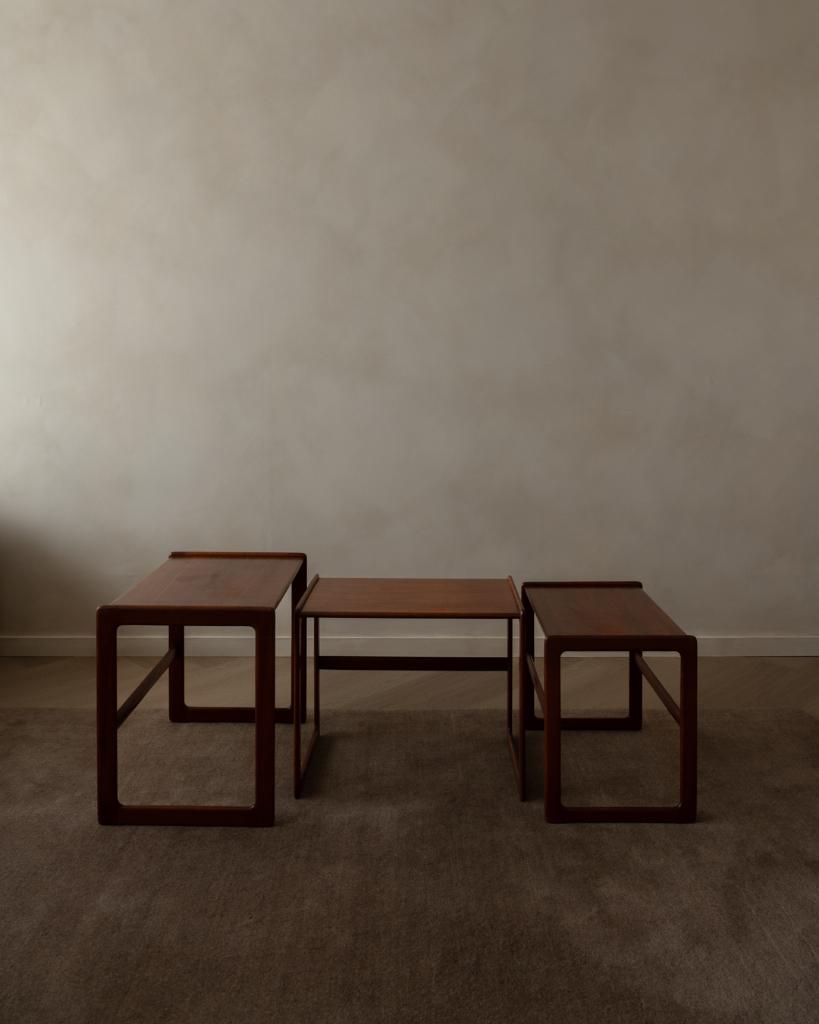 Vintage Deense Teak mimiset salontafel Arne Hovmand-Olsen, Gebruikt, Mid century modern, 55 tot 75 cm, Rechthoekig