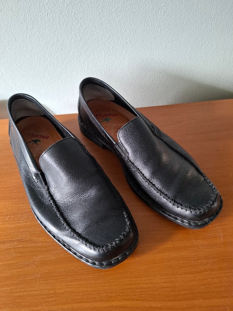 Lederen herenschoenen instappers Fluchos, zwart, Loafers, Ophalen of Verzenden, Zo goed als nieuw, Fluchos
