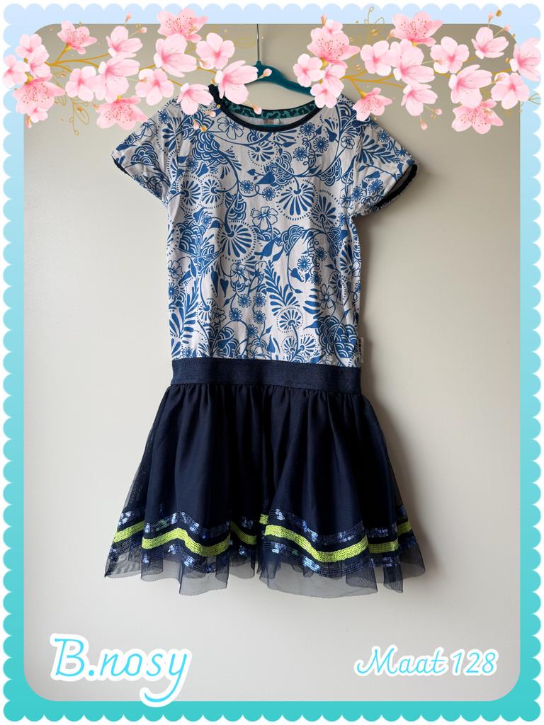 B.nosy jurkje donkerblauw tule rokje top met print, Ophalen of Verzenden, Gebruikt, Meisje, Jurk of Rok