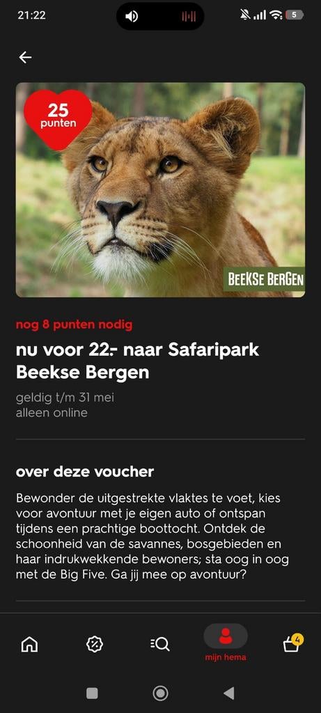 Kortingscode Hema  Beekse Bergen Safari Hotel SavanneRoom, Tickets en Kaartjes, Eén persoon, Kortingsbon