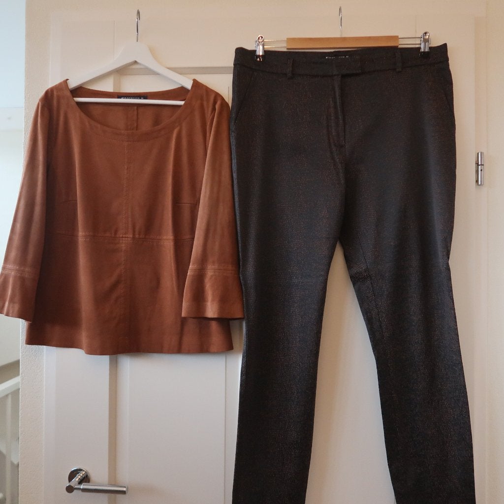 Zwart broek Expresso met bruine print mt 44 model 163 Lieve, Expresso, Zwart, Maat 42/44 (L), Ophalen of Verzenden