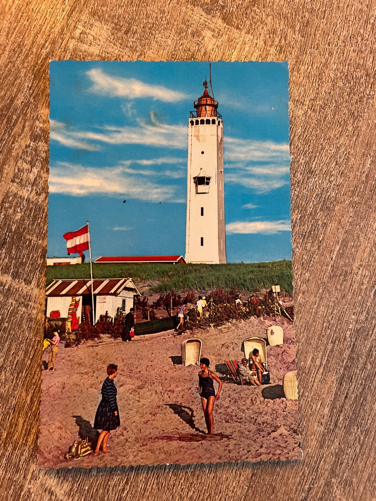 Vintage Ansichtkaart Noordwijk aan Zee Vuurtoren, Ophalen of Verzenden, 1940 tot 1960, Gelopen, Zuid-Holland