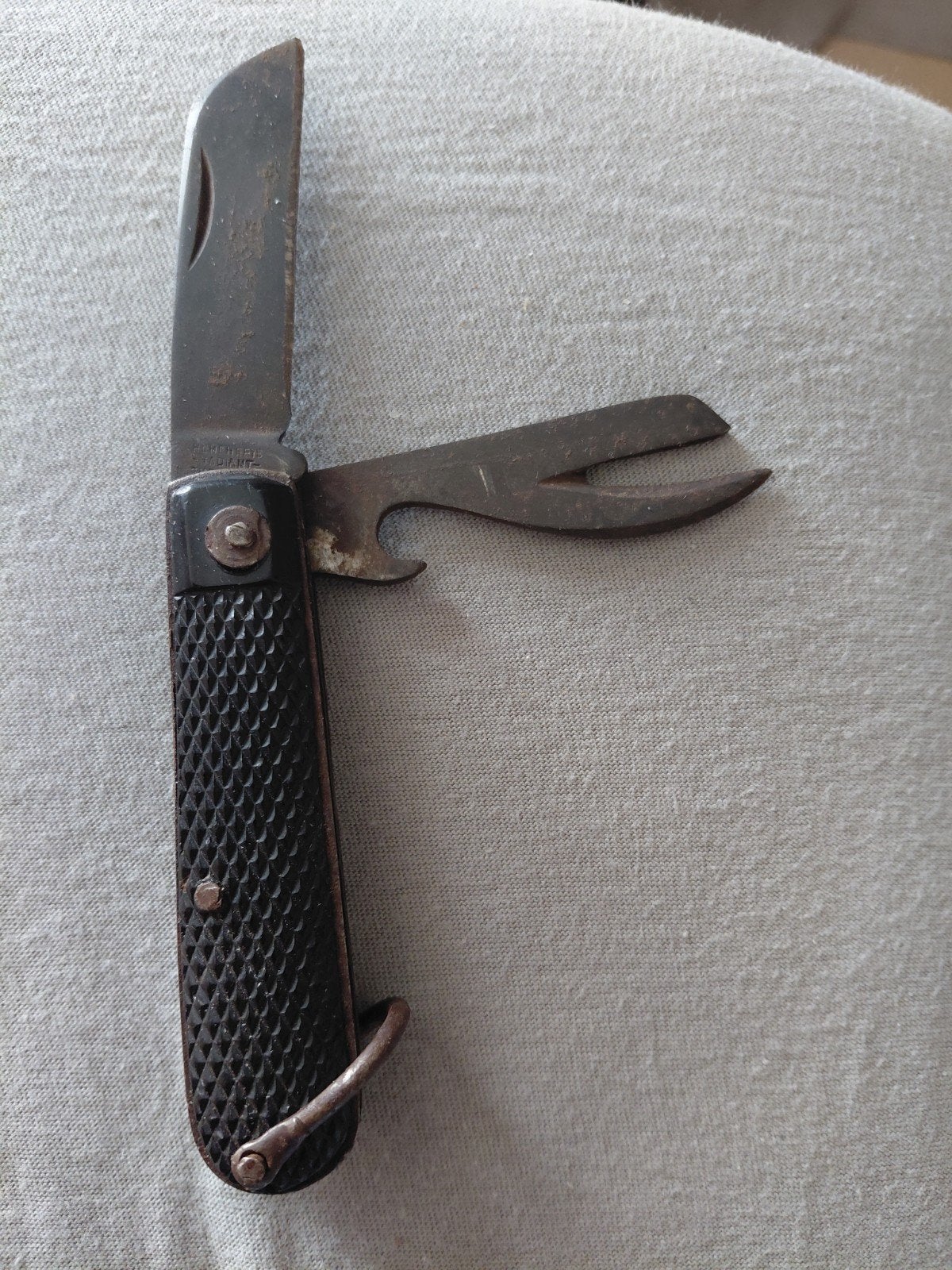 Vintage zakmes met blikopener - Militair model, Verzamelen, Militaria | Tweede Wereldoorlog, Ophalen of Verzenden
