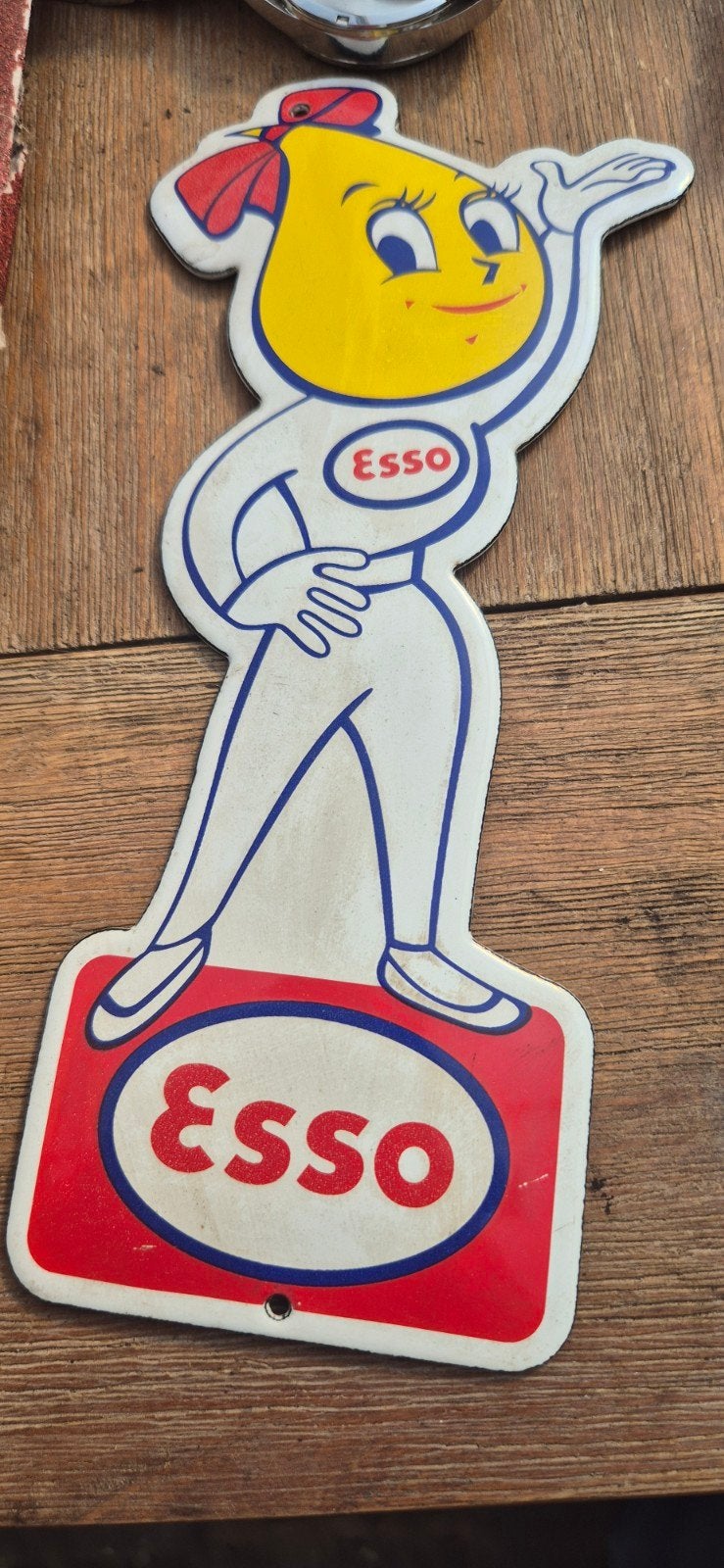 Vintage Esso Reclame Poppetje - Geëmailleerd, Ophalen of Verzenden