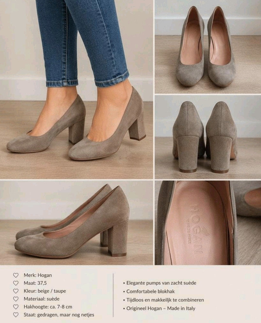 hogan suède pumps maat 37,5, Kleding | Dames, Schoenen, Pumps, Beige, Ophalen of Verzenden, Hogan