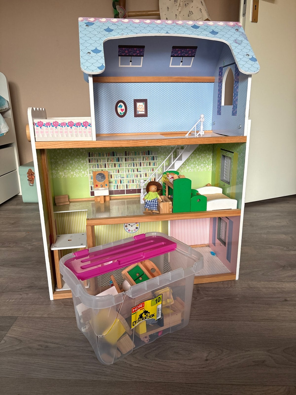 Poppenhuis met accessoires set, Ophalen, Gebruikt, Poppenhuis