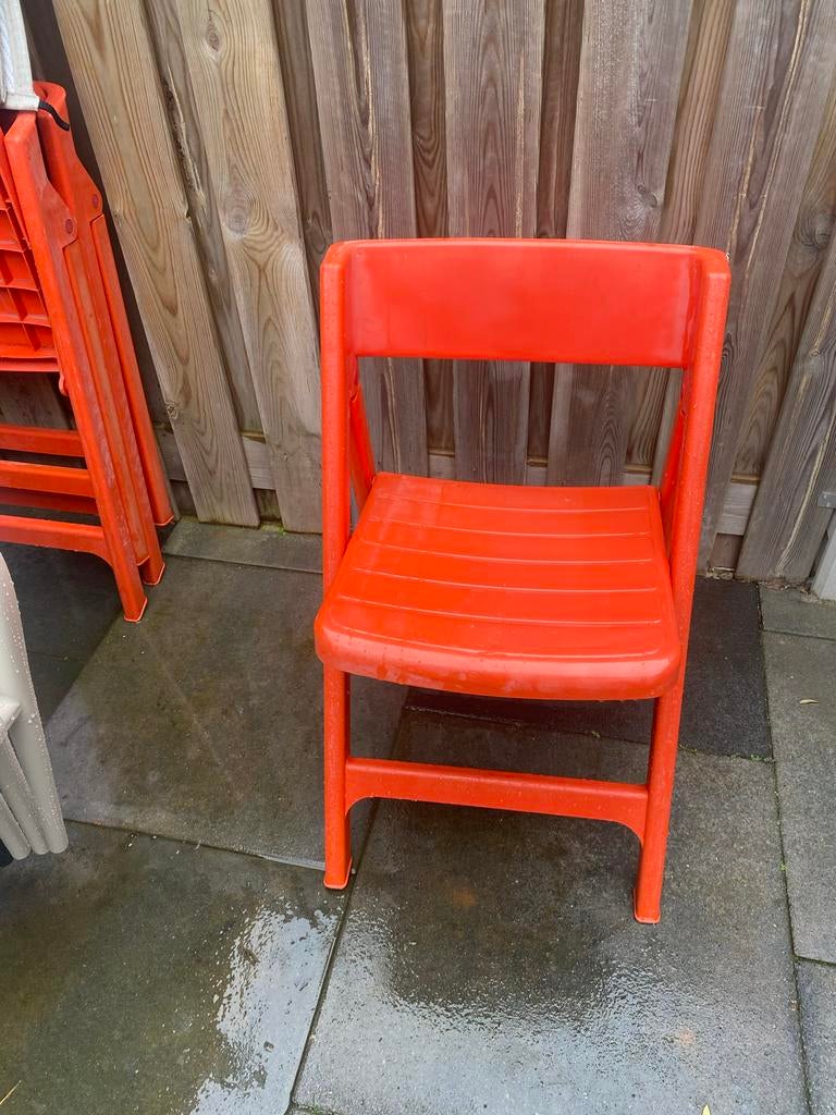 Retro Flair klapstoelen in opvallend oranje, Ophalen, Gebruikt, Kunststof, Inklapbaar
