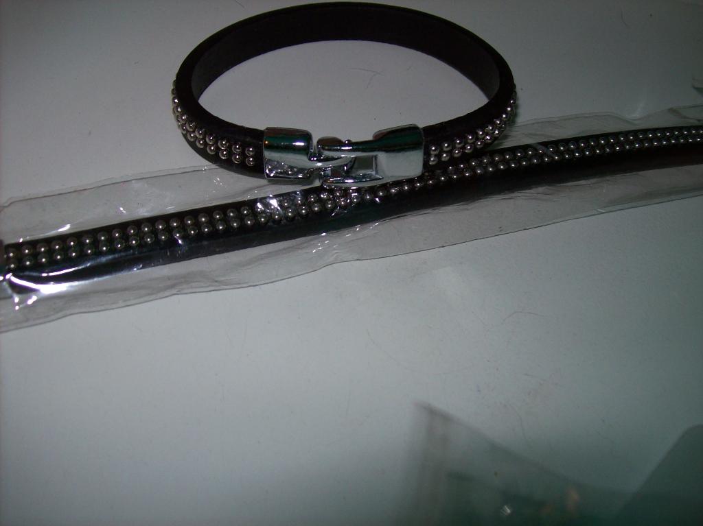 Armband  set Leer Zwart Zilverkleur Beslag en sluiting, Verzenden, Nieuw, Zwart, Leer