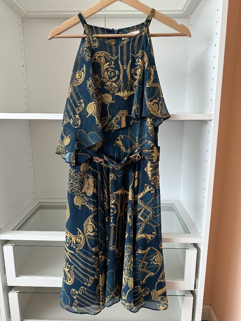 Versace Barok Jurk Blauw Goud EU 36, Kleding | Dames, Overige kleuren, Ophalen of Verzenden, Zo goed als nieuw, Maat 36 (S)