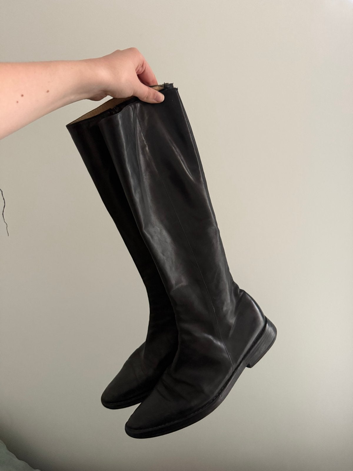 Ann Demeulemeester Leren Laarzen - Maat 41, Kleding | Dames, Schoenen, Ophalen of Verzenden, Gedragen, Zwart, Hoge laarzen