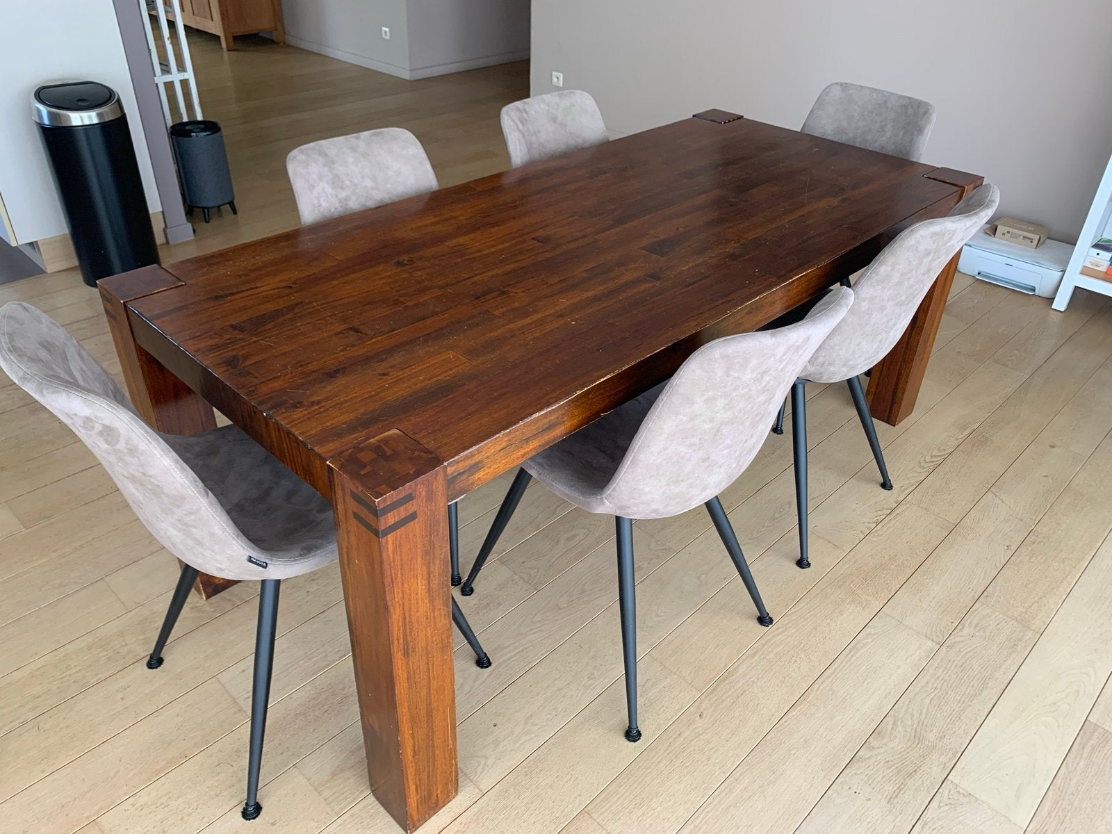 Massieve Teakhouten Eettafel - 200x88,5 cm, Ophalen, Gebruikt, Teakhout, 50 tot 100 cm