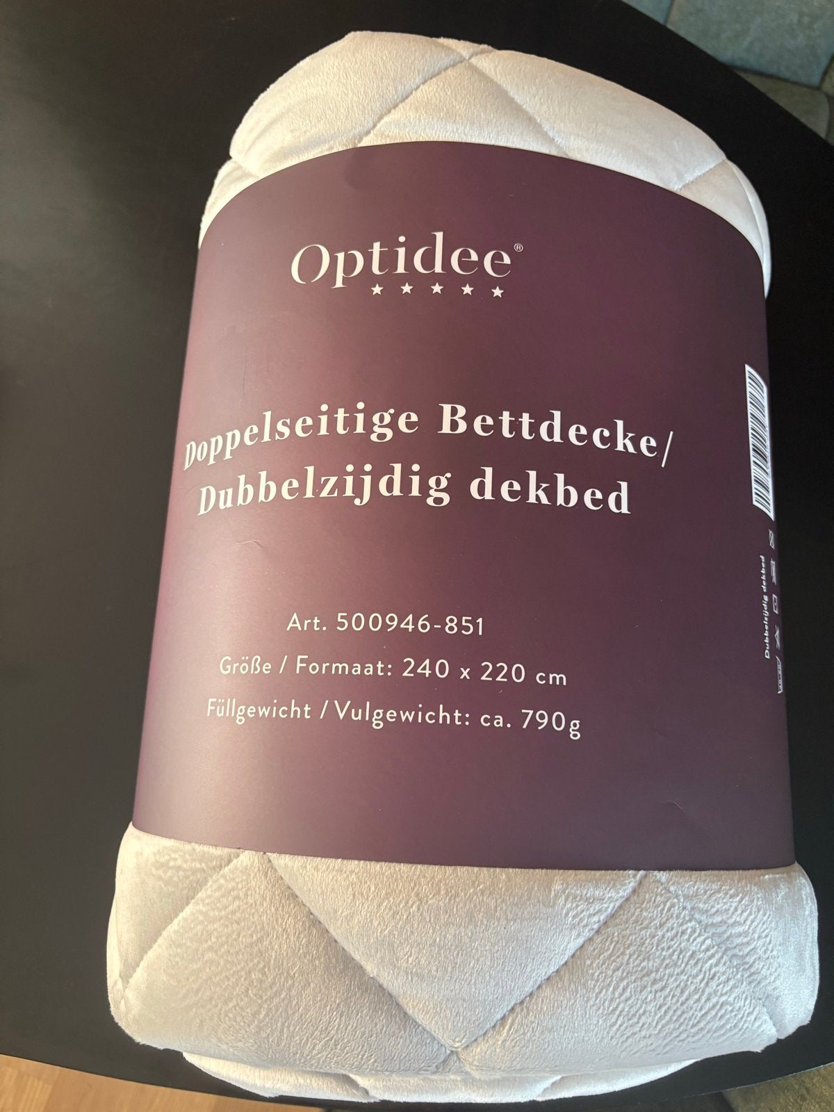 Optidee Dubbelzijdig Dekbed 240x220 cm, Verzenden, Deken of Dekbed, Grijs, Nieuw