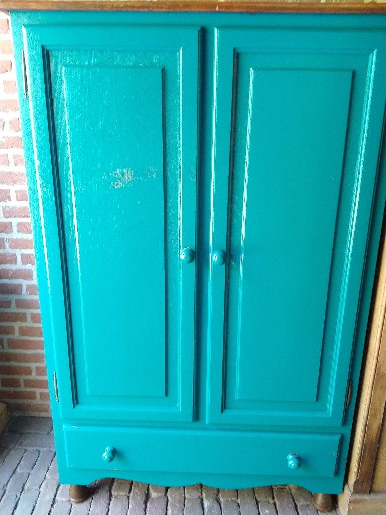 kleding kast aqua hoog 160 breed 100 en diep 50, Ophalen, Overige materialen, Gebruikt, 150 tot 200 cm