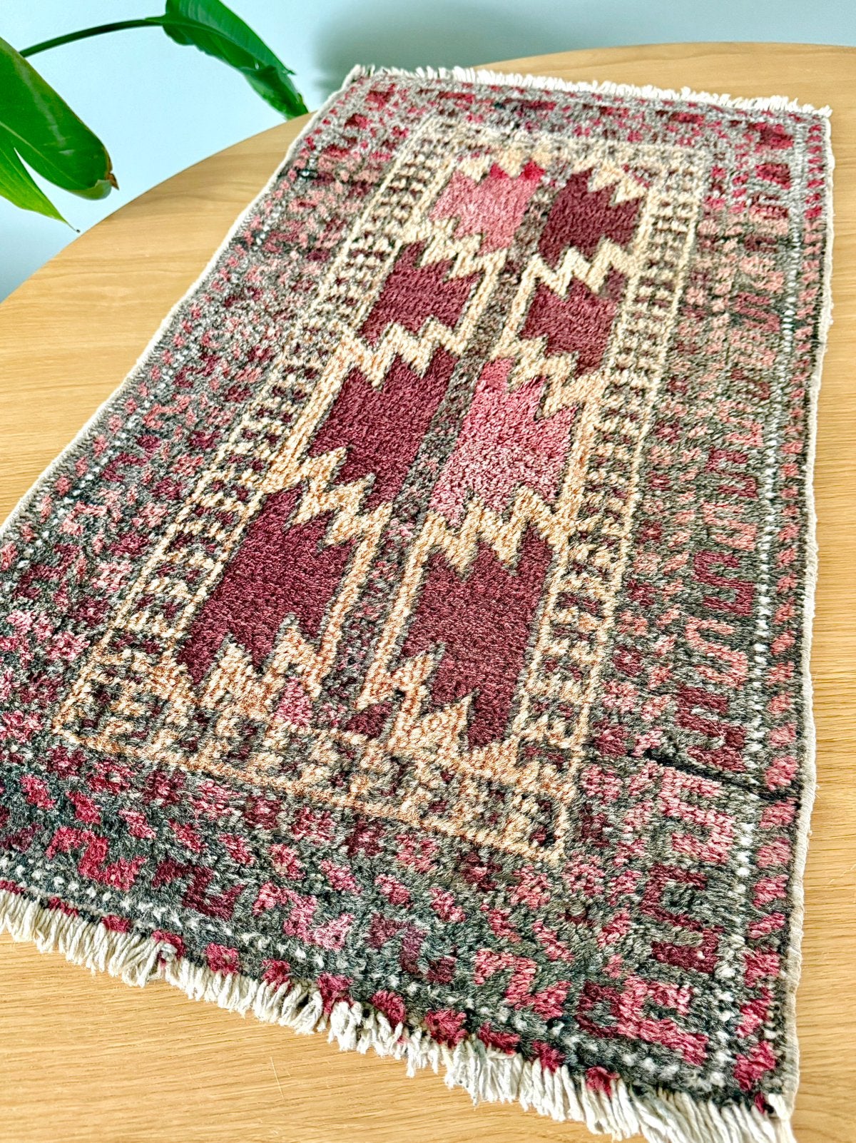 Vintage Perzisch vloerkleed deurmat badmat, Ophalen of Verzenden, Gebruikt, Rechthoekig