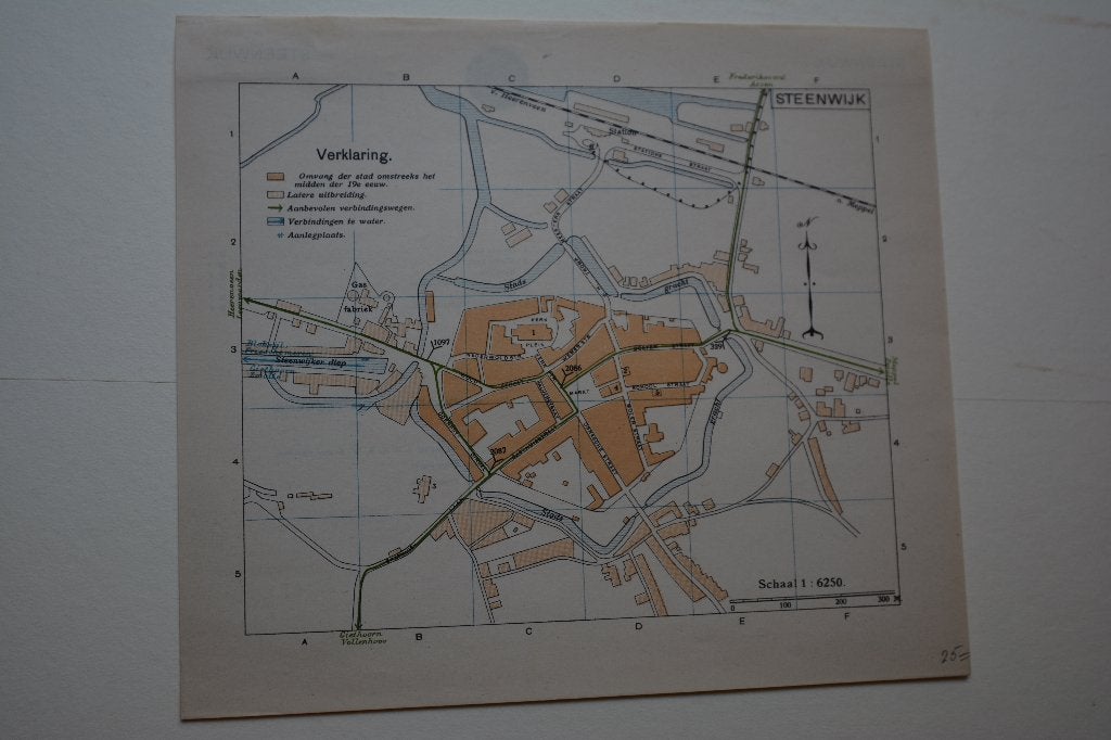 STEENWIJK PLATTEGROND CHROMOLITHO ANWB 1901-1920 EC1, Antiek en Kunst, Cartografie, 19 cm, Ophalen of Verzenden, Met tekst