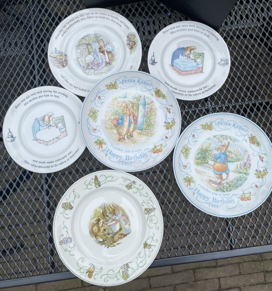 Wedgwood Beatrix Potter (6borden 3 schaaltjes 1beeldje), Ophalen, Klassiek, Overige typen, Zo goed als nieuw