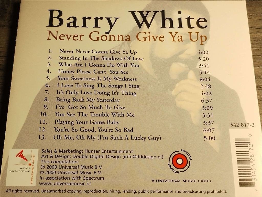 Barry White - Never Gonna Give Ya Up, Ophalen of Verzenden, Zo goed als nieuw, Soul