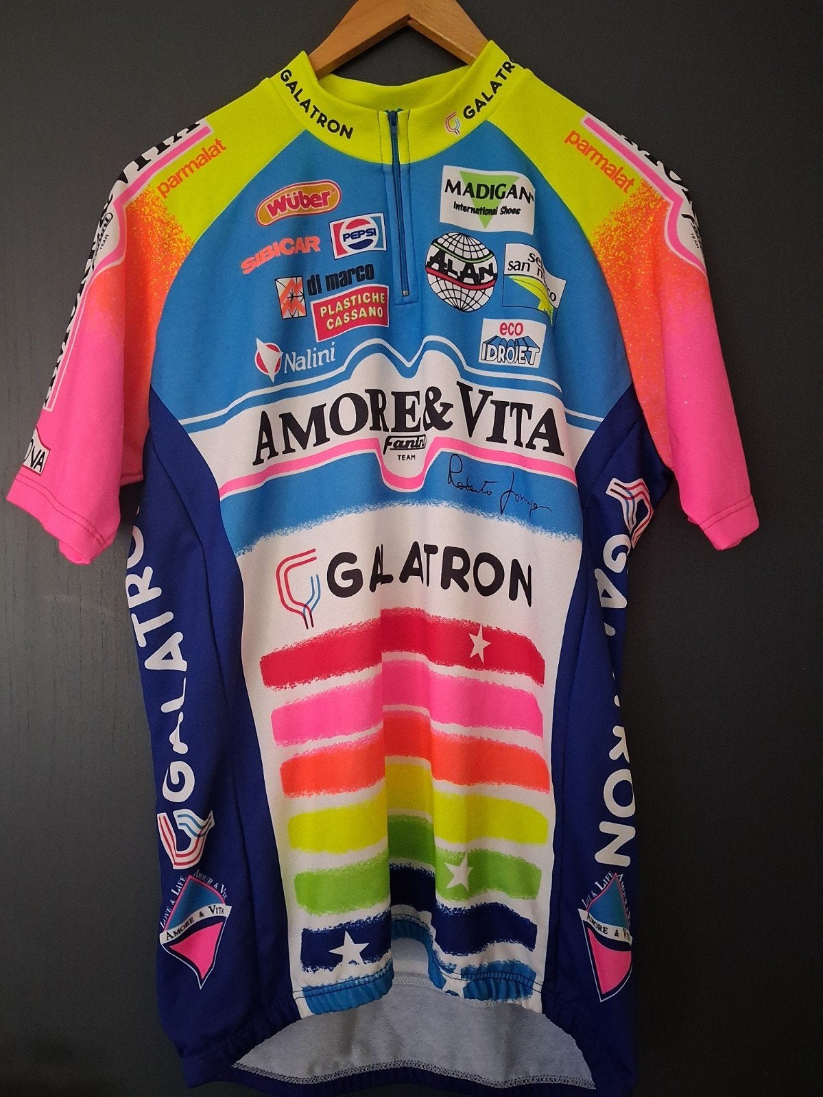 Vintage Amore & Vita Galatron Wielershirt - L XL 8, Fietsen en Brommers, Gebruikt, Heren, Ophalen of Verzenden, Amore & Vita Galatron