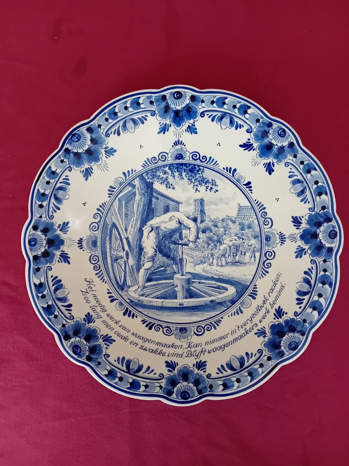 Delfts Blauw DAF wandbord met wagenmaker tafereel, Antiek en Kunst, Ophalen of Verzenden