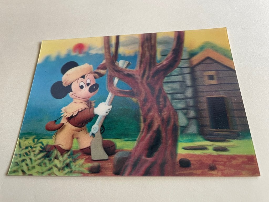 Disney 3D dieptekaart / ansichtkaart , Mickey op Jacht., Verzenden, 1960 tot 1980, Sterren en Beroemdheden