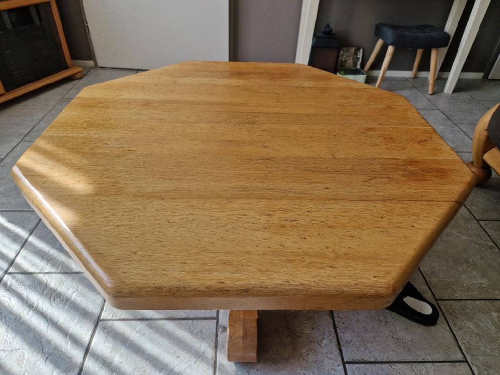 Blank eiken salon tafel 8-hoekig, 1x1m, 50cm hoog, Ophalen, Gebruikt, 50 tot 100 cm, 50 tot 75 cm
