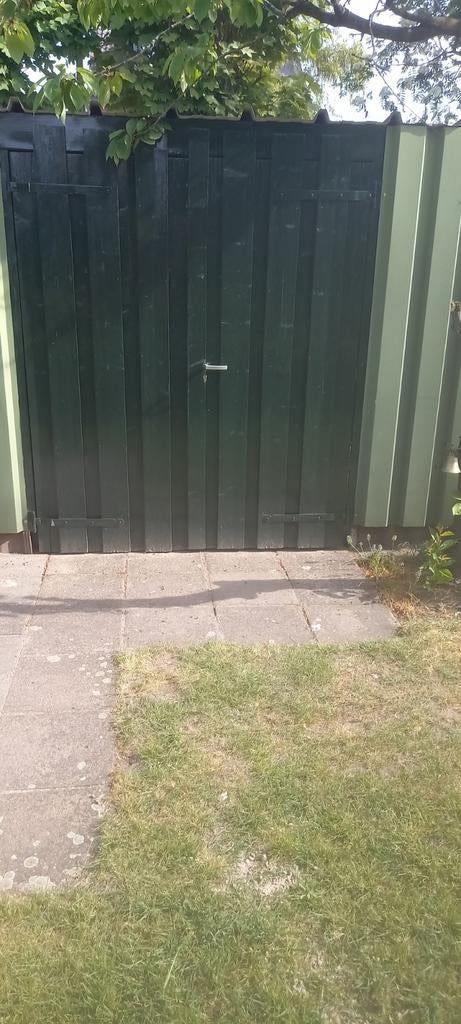 Dubbele tuinpoort, Ophalen of Verzenden, Hout, Minder dan 3 meter, 1 tot 2 meter