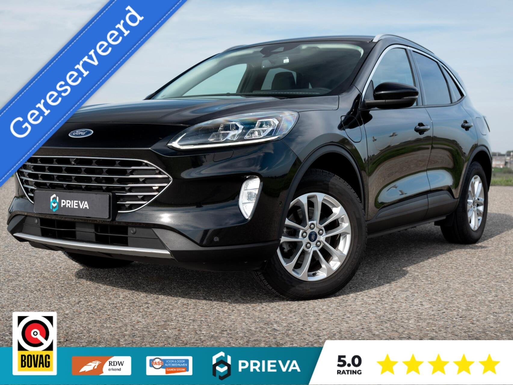 Ford Kuga 2.5 PHEV 225pk | ACC | Navi | Trekhaak | Camera, Dealer onderhouden, Gebruikt, Zwart, 4 cilinders