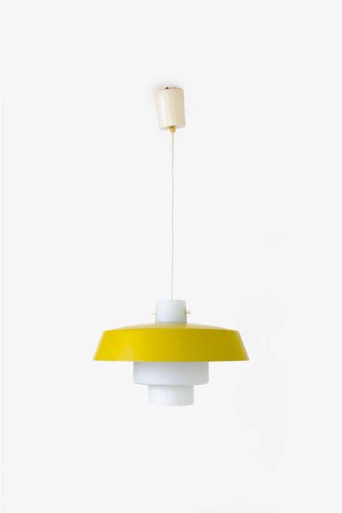 Geel wit Space-Age hanglamp, Gebruikt, X, Minder dan 50 cm, Ophalen