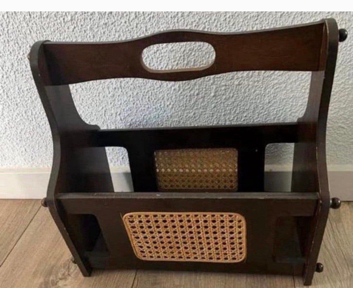 Vintage Thonet lectuurbak hout en rotan, Huis en Inrichting, Woonaccessoires | Krantenbakken en Lectuurbakken, Ophalen of Verzenden