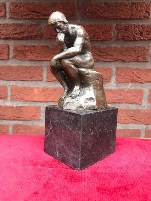 de denker/ le penseur, brons en marmer, Ophalen of Verzenden, Brons