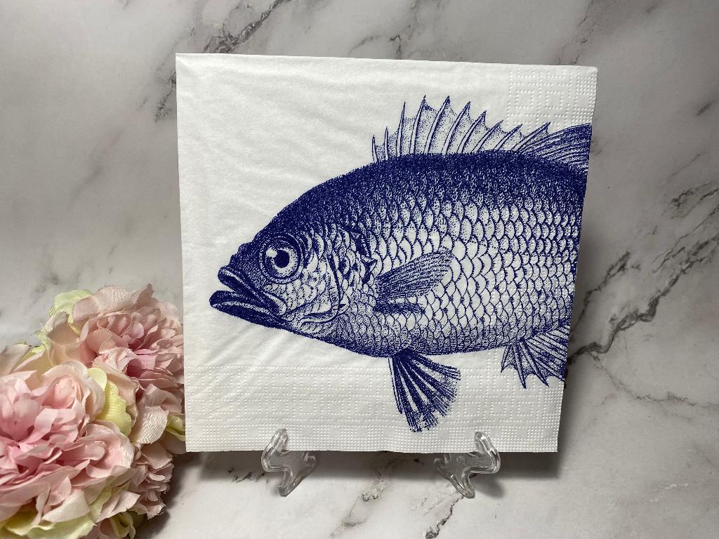 knutsel servetten grote blauwe vis decoupage nr 694, Hobby en Vrije tijd, Knutselen, Ophalen of Verzenden, Nieuw, Papier of Karton