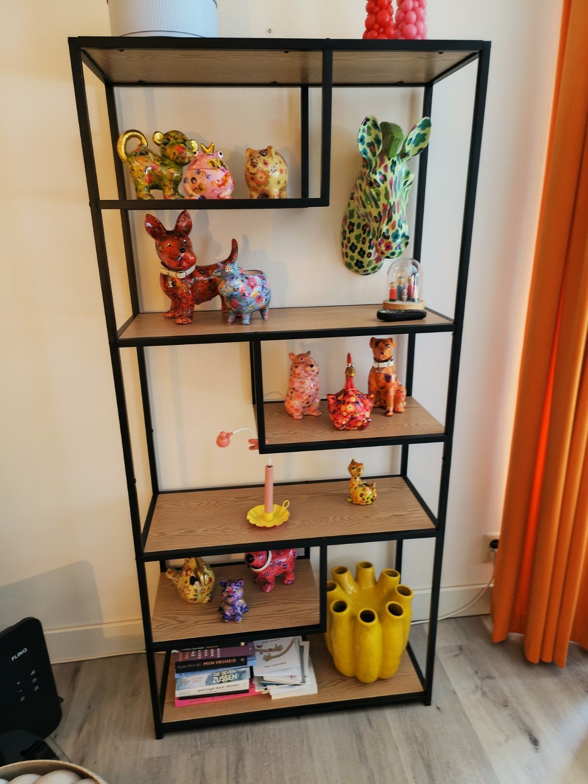 Mooie open kast met zwart stalen frame en houten planken, Huis en Inrichting, Met plank(en), Industrieel, Modern, 50 tot 100 cm