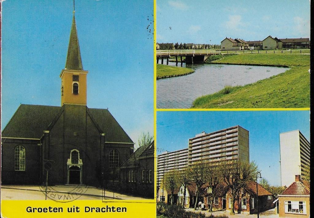 Drachten gelopen ansichtkaart (a263 ), Verzenden, 1980 tot heden, Gelopen, Friesland