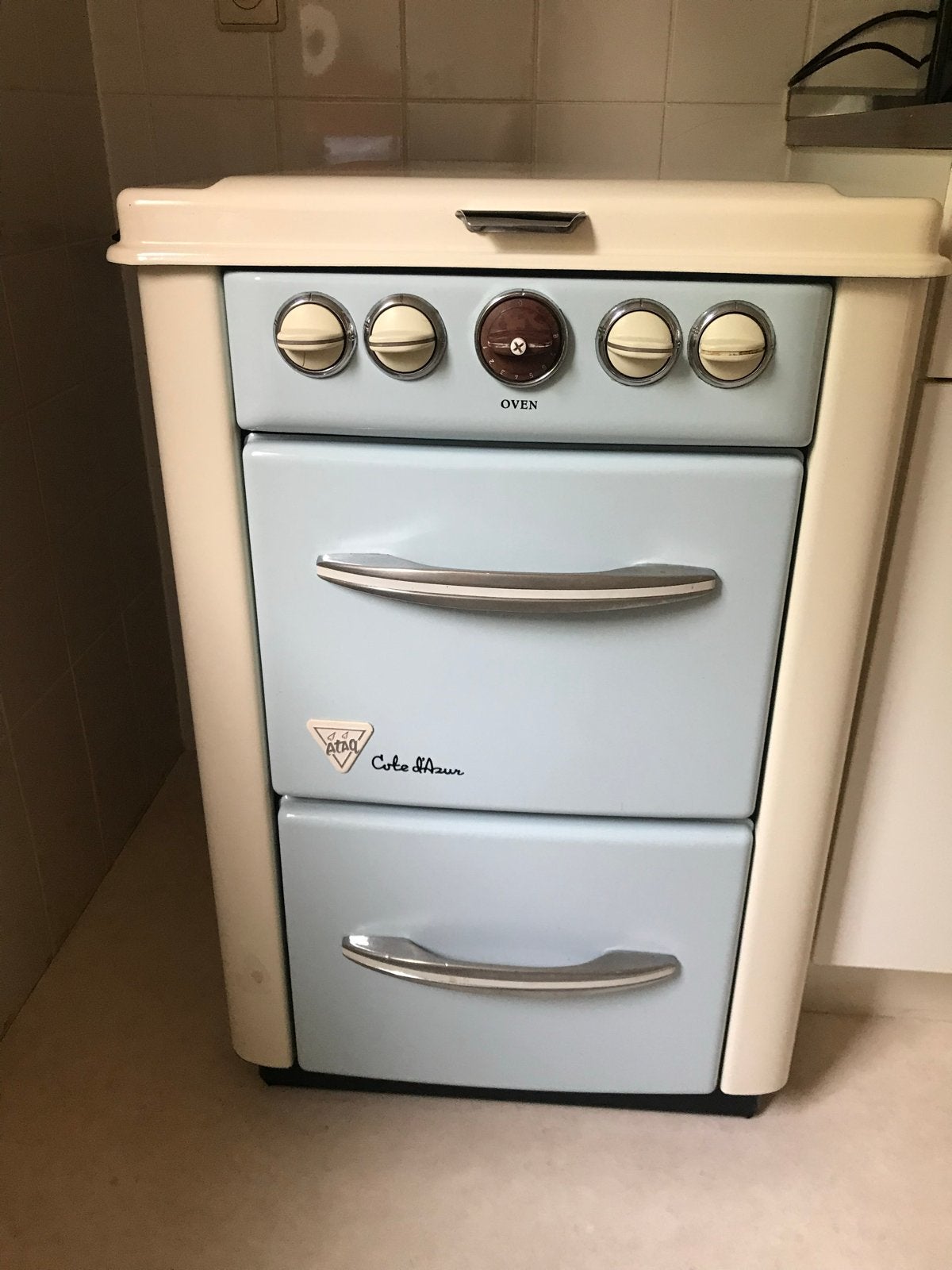 Vintage Ataq Cote d'Azur Vrijstaand Gasfornuis met Oven, Ophalen, Gebruikt, 4 kookzones, Gas