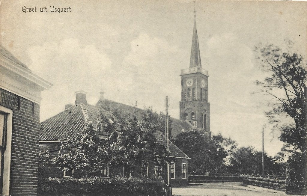 Groet uit Usquert-oud- bij Kantens en Middelstum-Groningen, Verzamelen, Ophalen of Verzenden, 1920 tot 1940, Ongelopen, Groningen
